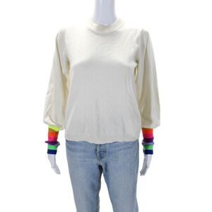 Whisper Women's Round Neck Long Sleeves Multicolor Striped Sweater Beige Size XS